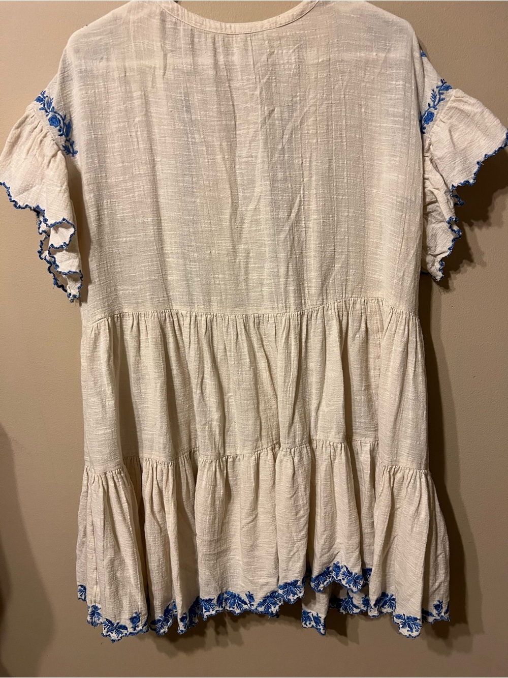 Free People Cream Mini Dress with Blue Embroidery - Picture 9 of 9